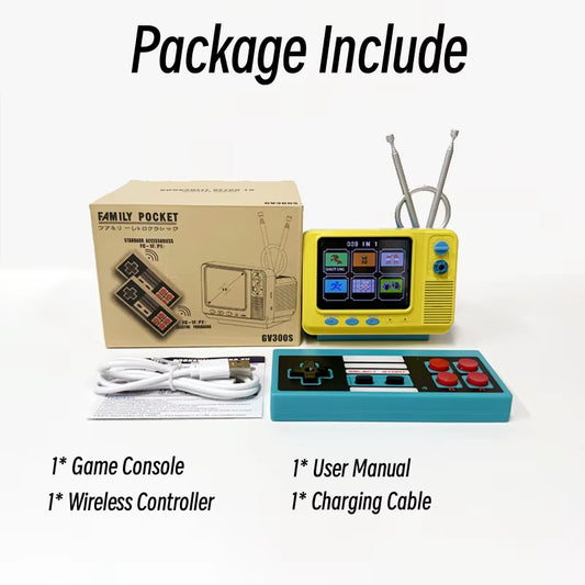 TV Style Mini Retro Video Game Console 3.0 Inch Screen with One Wireless Controllers 339 Free Games Table Portable Gaming