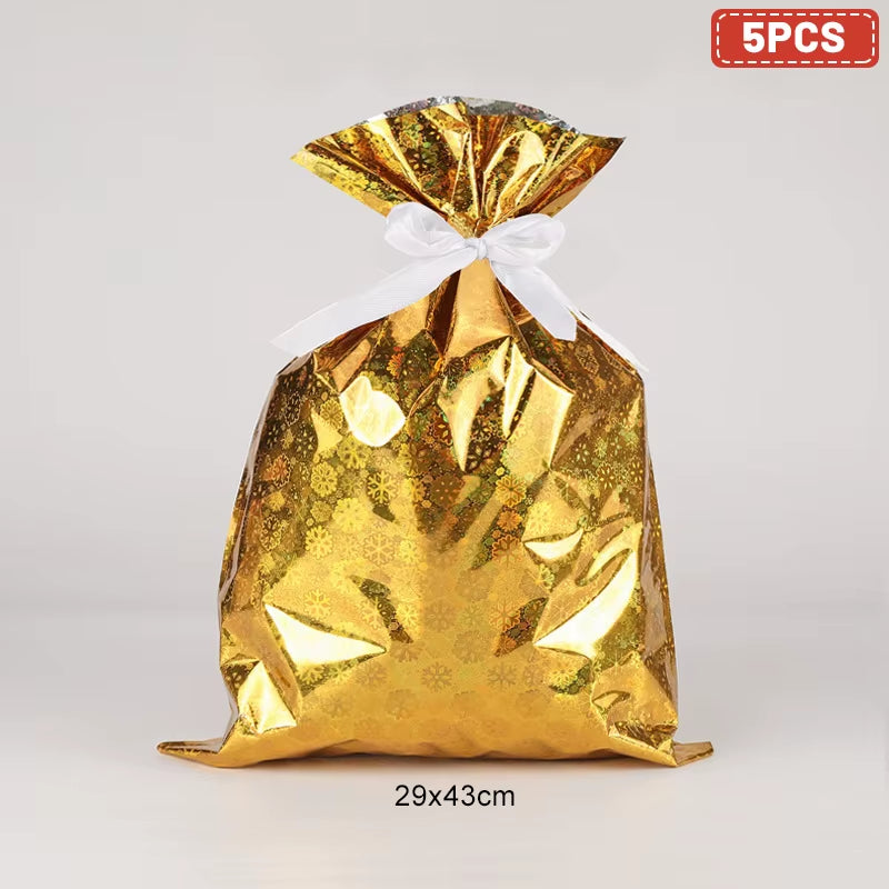 Large Merry Christmas Gift Bag Set Drawstring Candy Cookie Packaging Bags 2025 Navidad Christmas Home Decoration New Year 2026