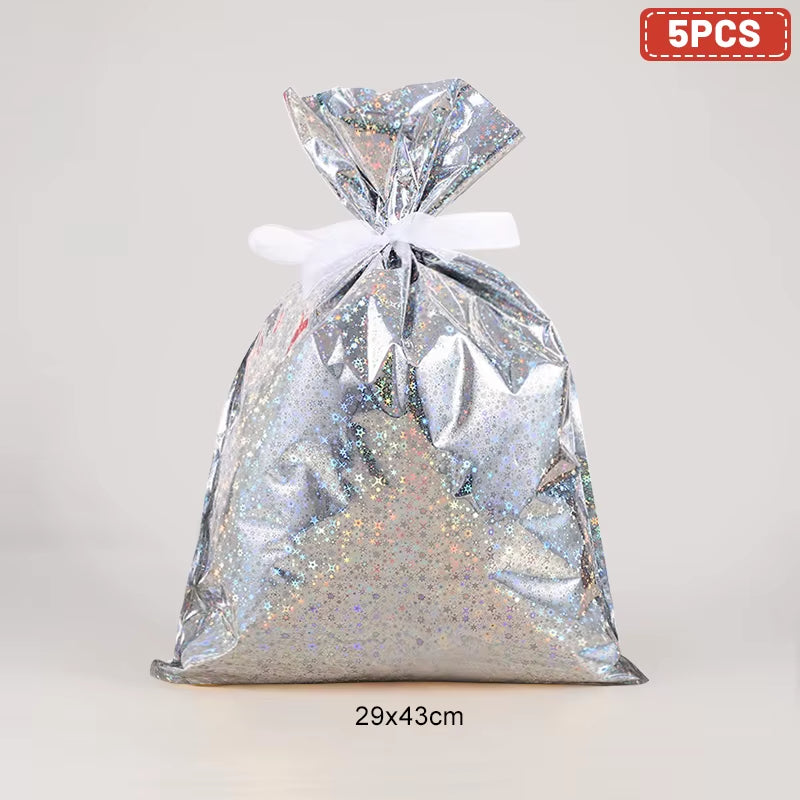 Large Merry Christmas Gift Bag Set Drawstring Candy Cookie Packaging Bags 2025 Navidad Christmas Home Decoration New Year 2026