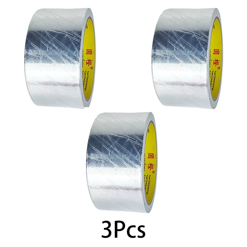1Roll High Temperature Resistant Aluminum Foil Tape, Waterproof and Oil-Proof, Flame-Retardant and Sun-Proof, Hand-Tearable