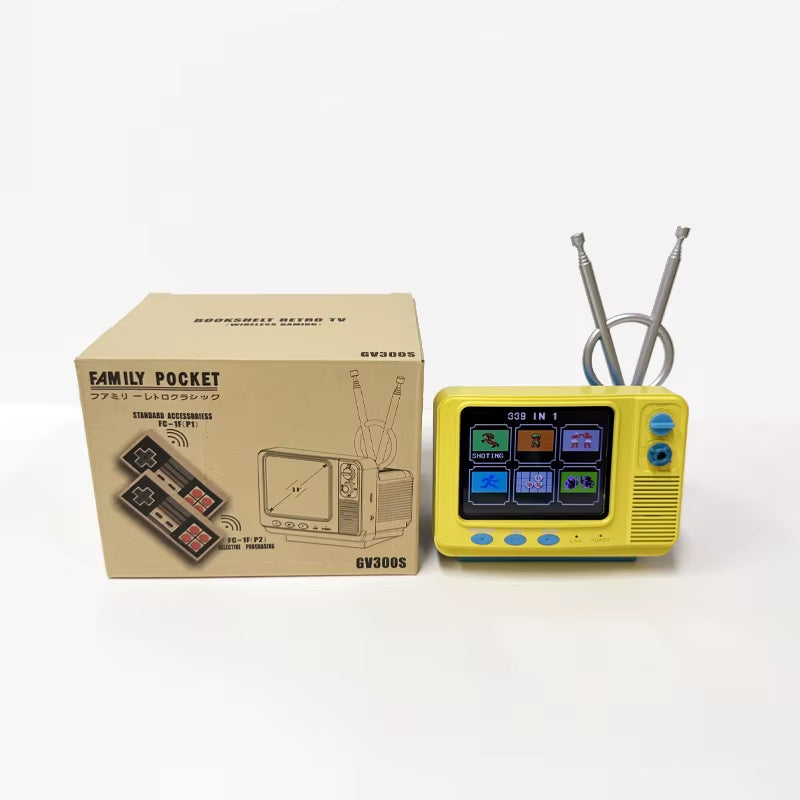 TV Style Mini Retro Video Game Console 3.0 Inch Screen with One Wireless Controllers 339 Free Games Table Portable Gaming