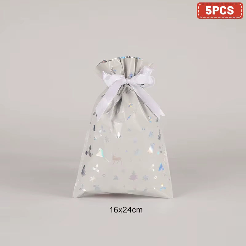 Large Merry Christmas Gift Bag Set Drawstring Candy Cookie Packaging Bags 2025 Navidad Christmas Home Decoration New Year 2026
