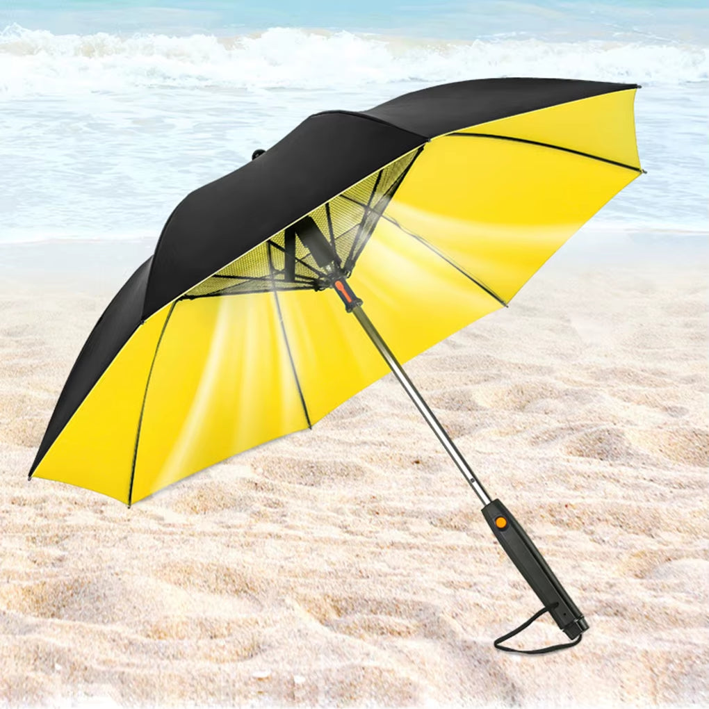 3 in 1 Umbrella with Fan and Mister Outdoor Portable Misting Umbrella with Fan Sun Protection Long Handle Umbrella Misting Fan