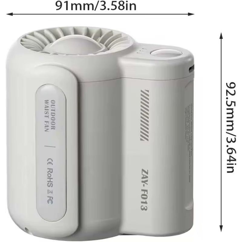 Portable Rechargeable Waist Fan Mini Personal Summer Cooling Fan for Travel Outdoor Sports with 4500Mah Battery