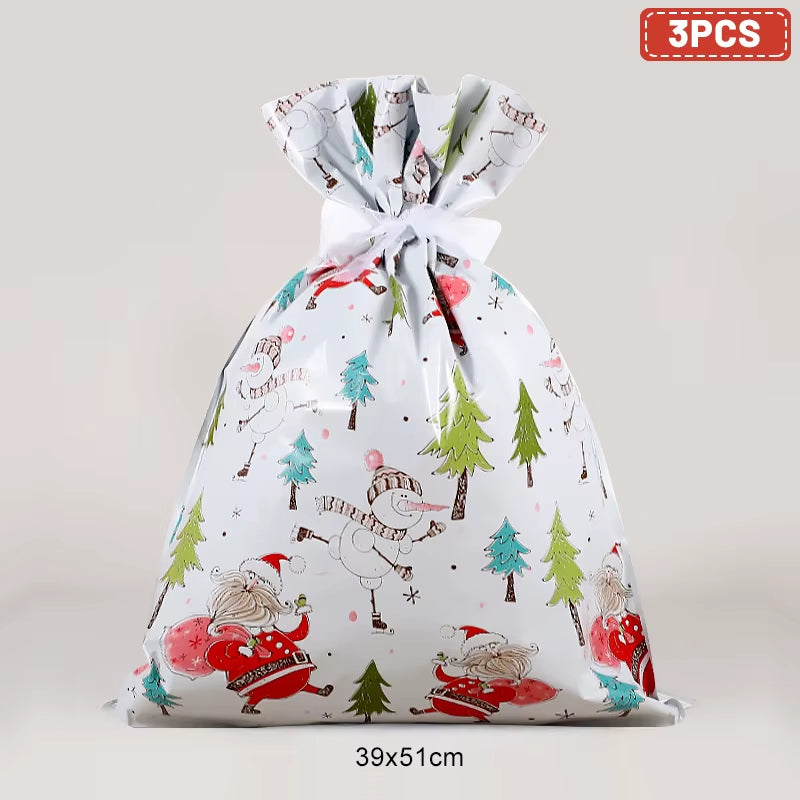Large Merry Christmas Gift Bag Set Drawstring Candy Cookie Packaging Bags 2025 Navidad Christmas Home Decoration New Year 2026