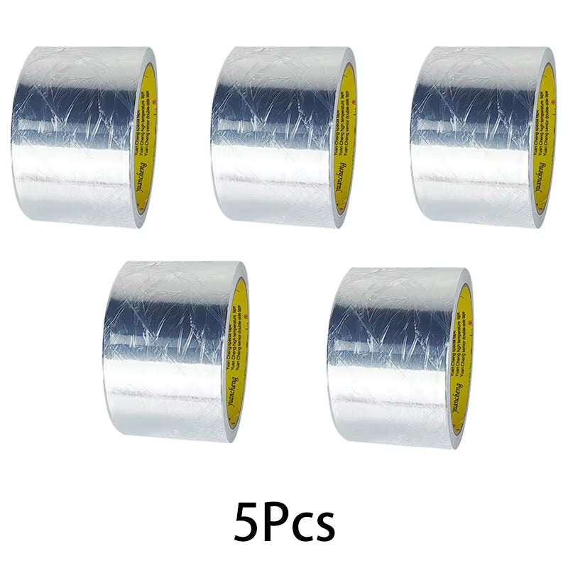1Roll High Temperature Resistant Aluminum Foil Tape, Waterproof and Oil-Proof, Flame-Retardant and Sun-Proof, Hand-Tearable
