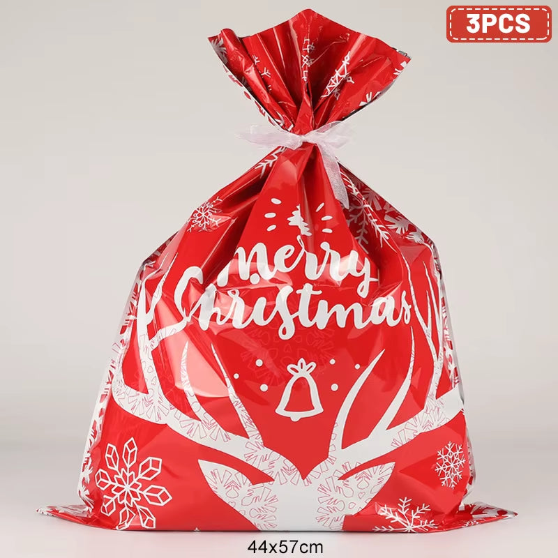Large Merry Christmas Gift Bag Set Drawstring Candy Cookie Packaging Bags 2025 Navidad Christmas Home Decoration New Year 2026